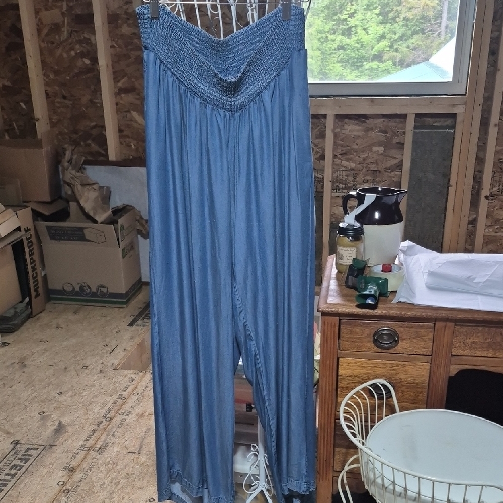 Destination Maternity Blue Wide Leg Jumpsuit